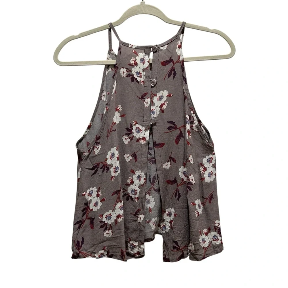 Don't Ask Why Cropped Swing Floral Halter Top with Open Back - Medium - Picture 2 of 4